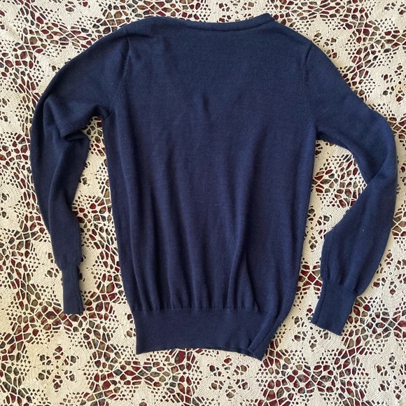 Ann Taylor Deep Blue V-Neck Sweater - Picture 4 of 5